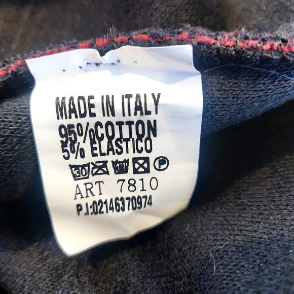 Saga Womens L? Made Italy Black Red Gray Colorblock Button Pockets Coat Jacket - Picture 10 of 10